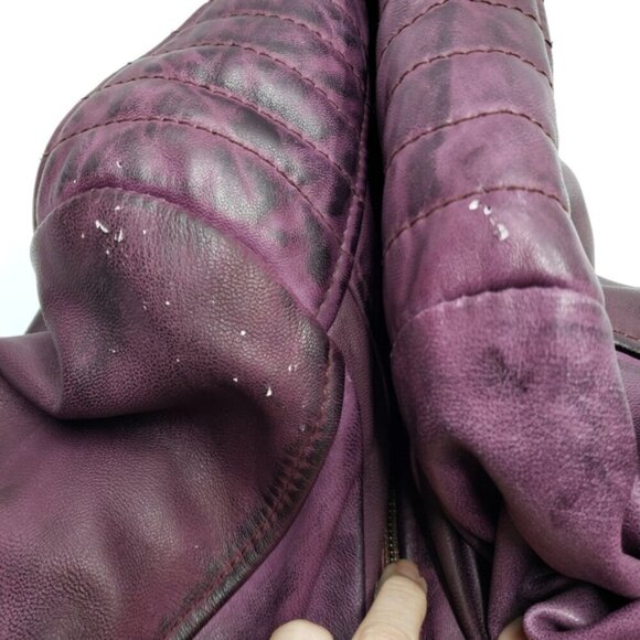 Pelle Lambskin Leather Jacket Coat Purple Wine Men's 4XL Moto - Picture 14 of 15